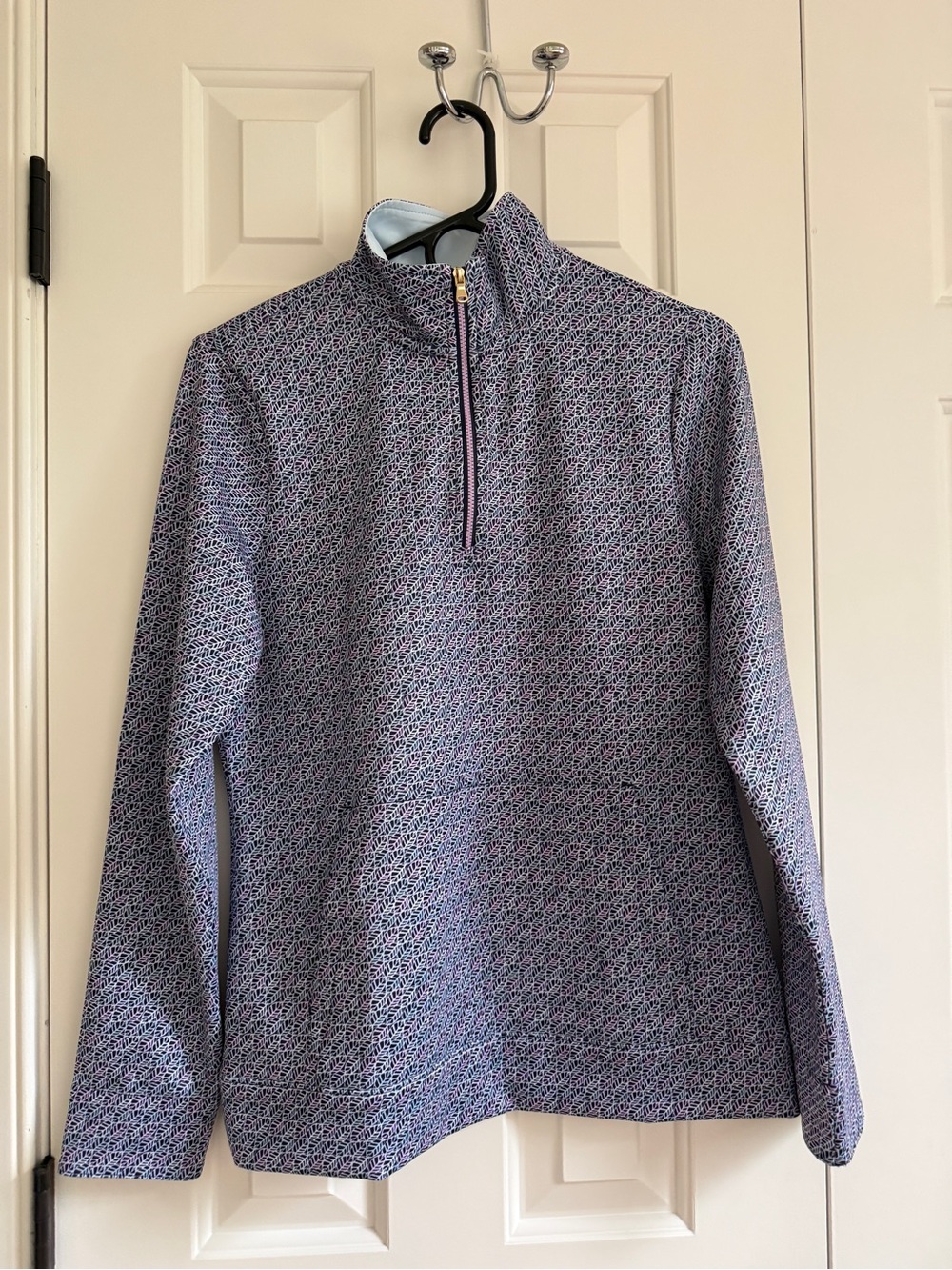 Women’s Blue Patterned Golf Quarter-Zip Pullover